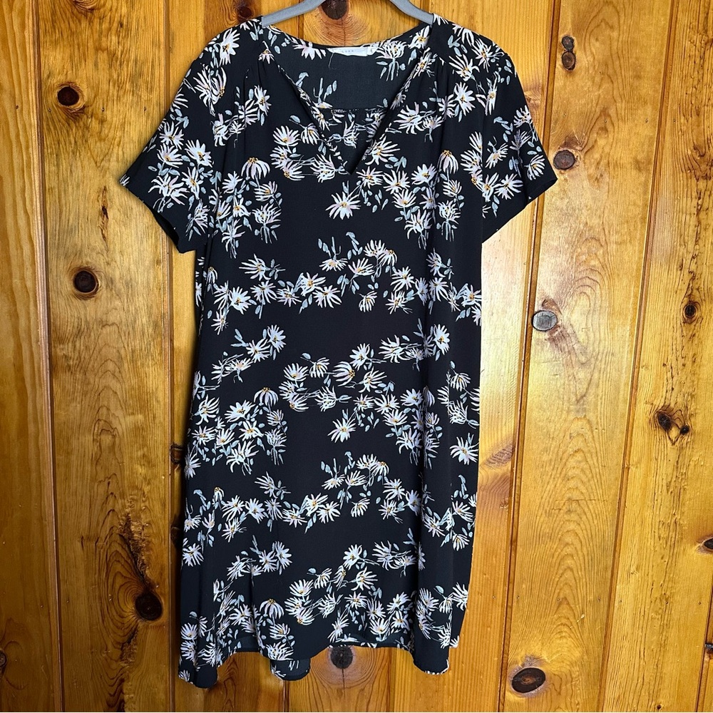 Lush Floral Black and White Dress